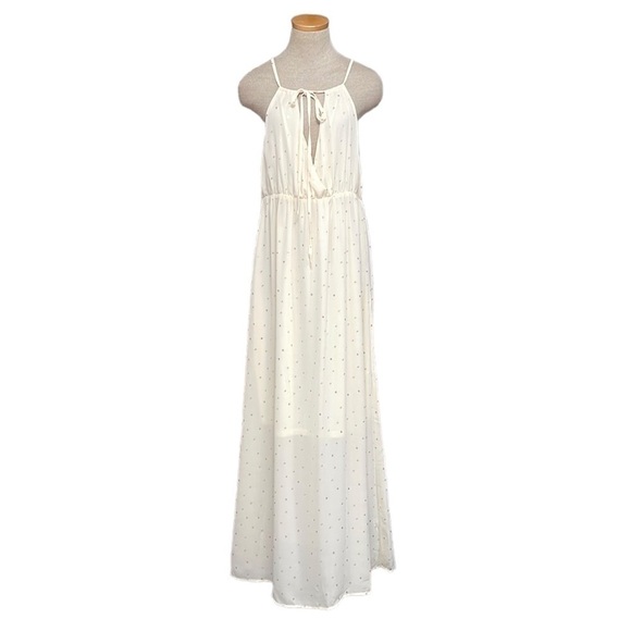 L Love Creamy Dreamy Halter Neckline Maxi Dress NWT Polka Dot Size Large L - Picture 1 of 17